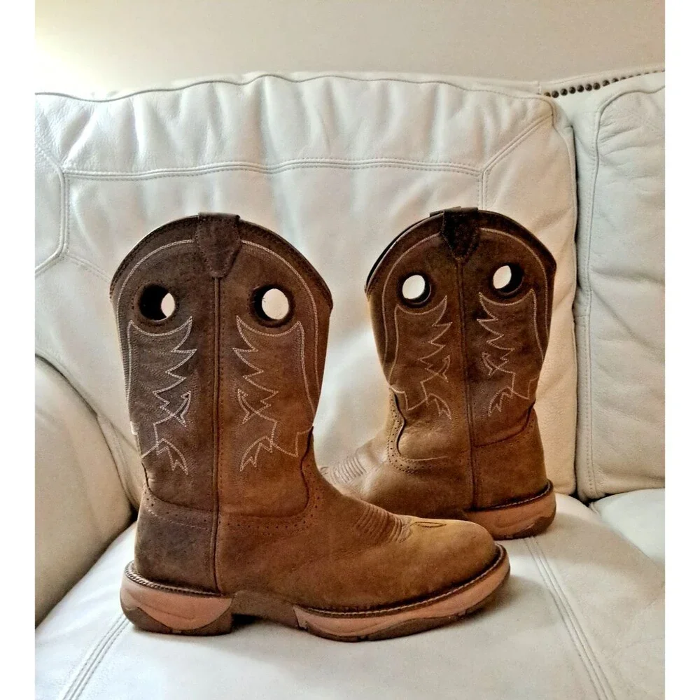 Tony Lama Mens 9D Boots River Tumbleweed Water Buffalo 11” Work Brown RR3370